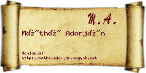 Máthé Adorján névjegykártya